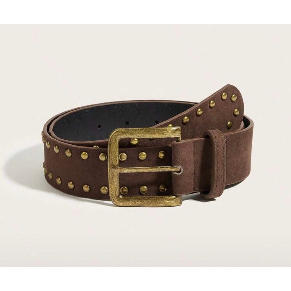 Zara Chocolate Brown Faux Suede Studded Belt Designer Inspired Western Boho